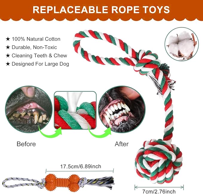 HOPET Dog Rope Toys,Dog Outdoor Bungee Solo Hanging Toy,Tether Tug of War Dog Toys for Pitbull Small Large Aggressive Chewers Dogs to Exercise