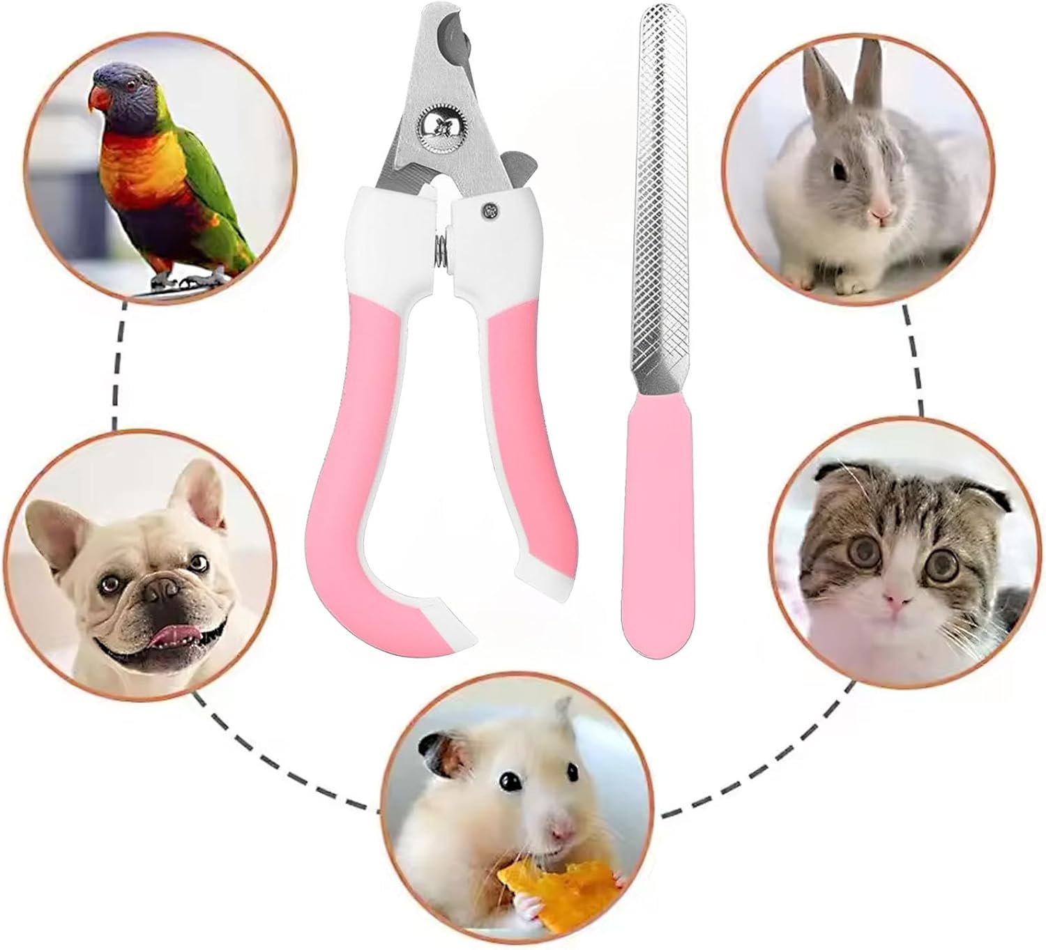 Cat Nail Clippers for Beginners and Groomers - Durable pet trimmer - Supplies with Safety Guard, Avoid Overcutting - Grooming Tool for Small Animals Tiny Dog Indoor Cat Bunny Rabbit Bird Kitten (Pink)