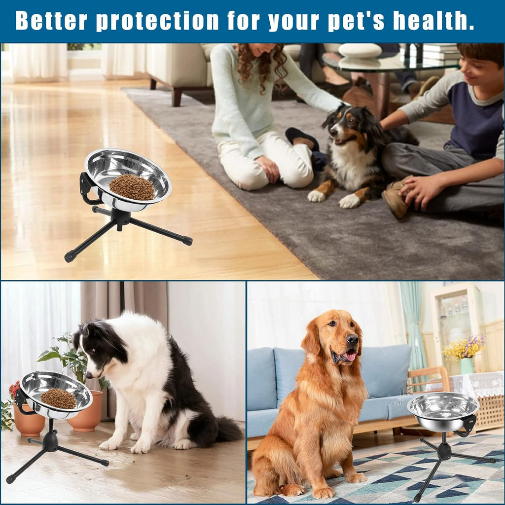 2 Pack Elevated Dog Bowls with Adjustable Metal Stand,Extra Large Size for Dogs Heavier Than 100 lbs,1.24 Gal 4.7 Liter, Stainless Steel Dog Food Bowl Height Adjustable Non-Slip Raised Dog Bowl Set