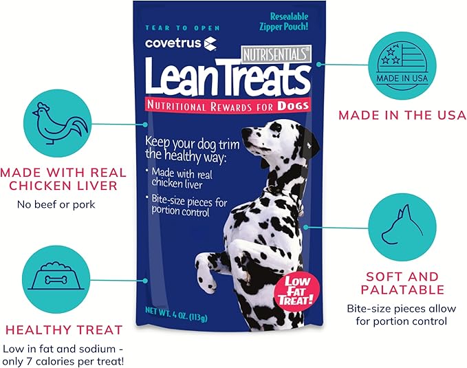 Butler Covetrus Nutrisential Lean Treats for Dogs - Small, Medium & Large Dogs (K9) - Nutritional Low Fat, Bite-Size - Soft Chicken Flavor - 12 Pack - 4oz