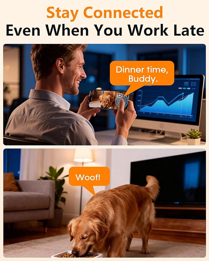 Automatic Dog Feeder Large Breed: 12L/50 Cups with HD 1080P Camera - 5G WiFi Anti-Clog Timed Dog Food Dispenser for Golden Retriever Busy Owners by UTCG