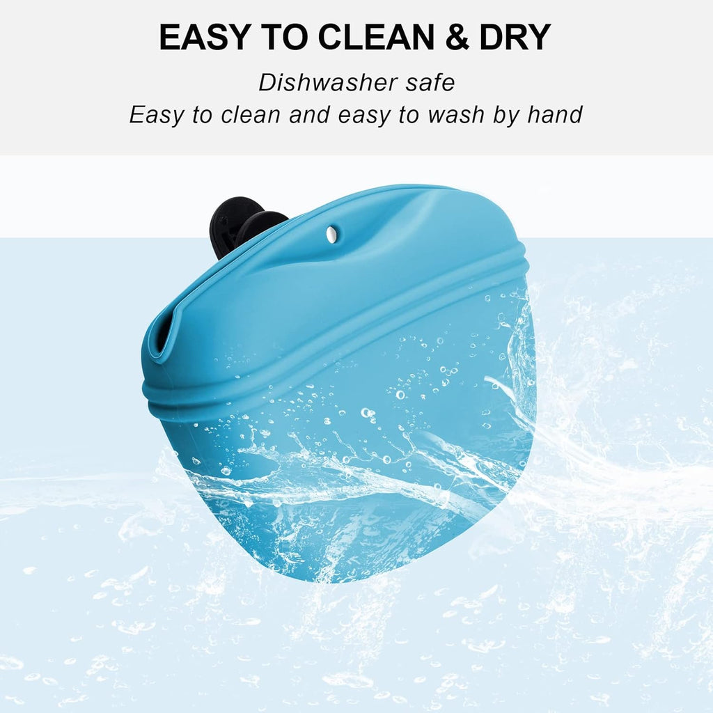 Left&Right Dog Clicker Training Kit,Silicone Dog Training Treat Pouch and Dog Clickers,Dog Treat Bag with Clicker Training for Dogs,Pet Treat Bag with Magnetic Buckle Closing and Waist Clip,Sky Blue