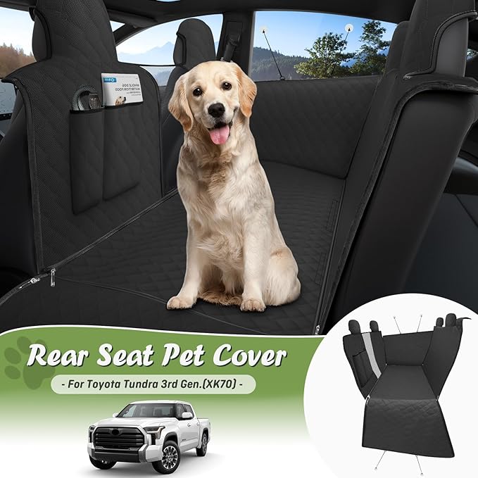 Shademax Custom for Toyota Tundra Rear Seat Pet Cover 2022-2025 2026 Dog Car Seat Cover for Back Seat Pet Mat Protector Waterproof Anti-Scratch Dog Hammock Liner Oxford Fabric Tundra Accessories