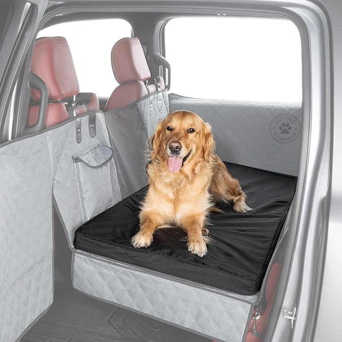 Ruff Liners Dog Bed for Car Back Seat, Medium Black – As Seen on Shark Tank – Fits Medium Seat Extender – Non-Slip Base, Waterproof Cover, Machine-Washable – Dog Mat for Car with Rebound Foam Comfort