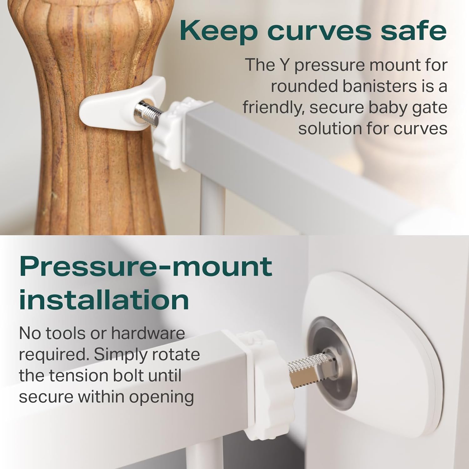 Cumbor 29.7-46" Baby Gate for Stairs, Gifts for Mom-Auto Close Dog Gate for The House, Easy Install Pressure Mounted Pet Gates for Doorways, Easy Walk Thru Wide Safety Gate for Dog, Gray