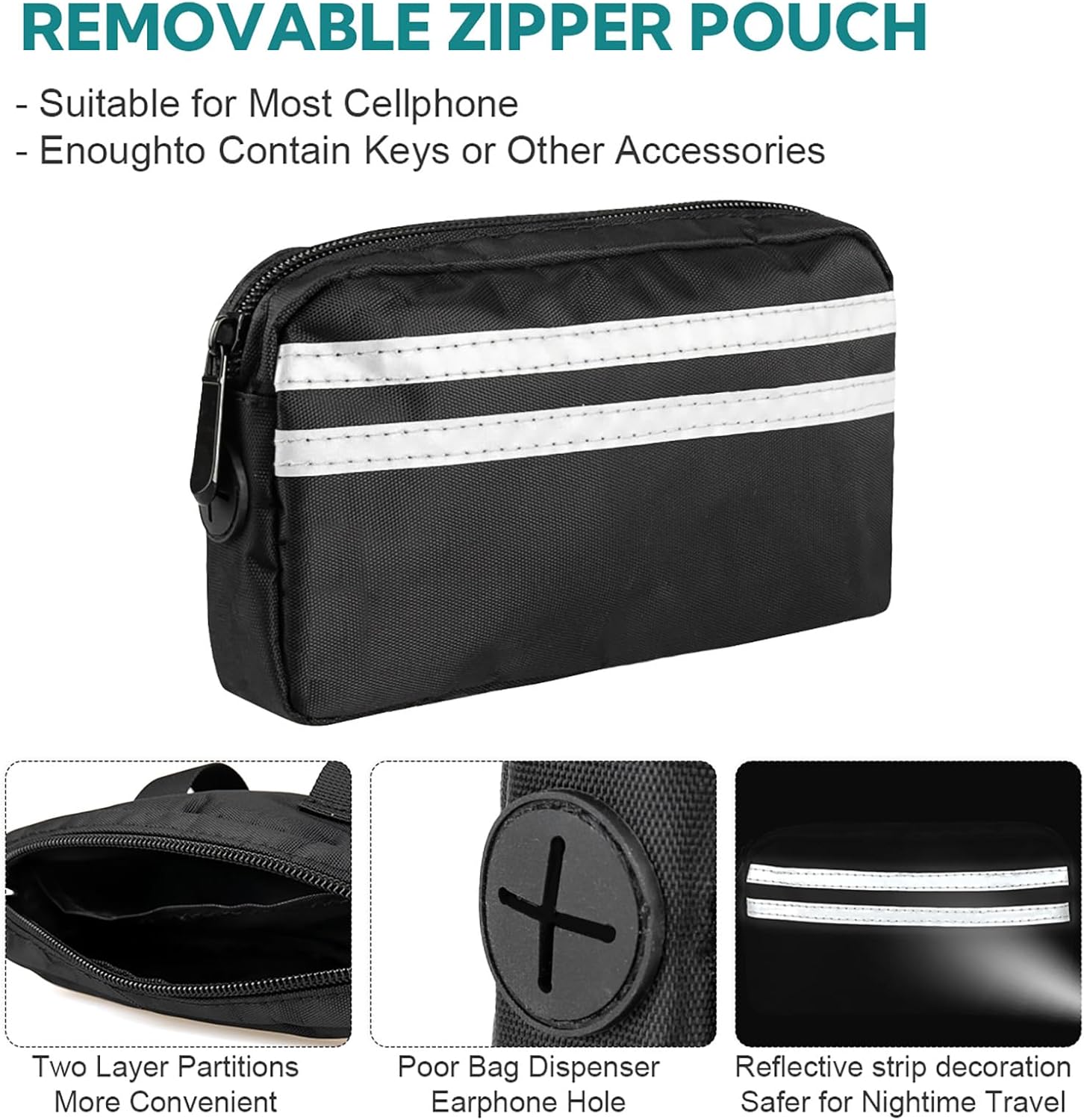 Hands Free Dog Leash with Pouch, Adjustable Waist Belt with Double Padded Handles, Waist Leash for Dog Walking, Dog Leash with Bungee for Medium & Large Dog, Dog Walking Accessories, Olive