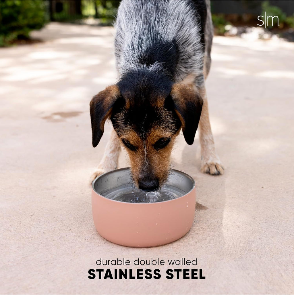 Simple Modern Stainless Steel Pet Water Bowl for Dogs & Cats | Reusable Insulated Stainless Steel Food Bowls for Dog Cat | No Tip No Slip BPA Free | Bentley Collection | Medium (32oz) | Winter White