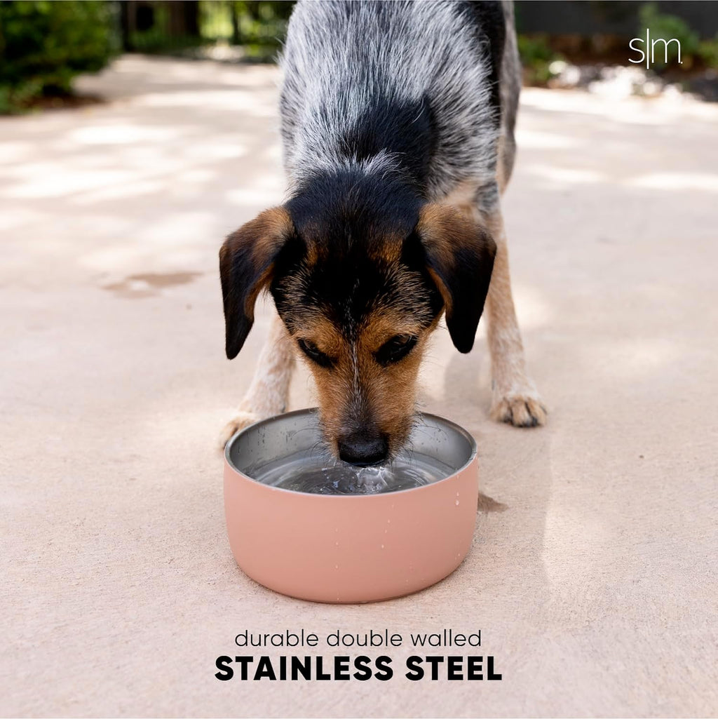 Simple Modern Stainless Steel Pet Water Bowl for Dogs & Cats | Reusable Insulated Stainless Steel Food Bowls for Dog Cat | No Tip No Slip BPA Free | Bentley Collection | Large (64oz) | Almond Birch
