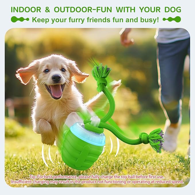 Interactive Dog Toys, [2025 Newly Upgraded] Motion Activated Rolling Squeaky Ball for Medium Dogs, Automatic Moving Dogs Ball for Boredom, USB Rechargeable(Green)