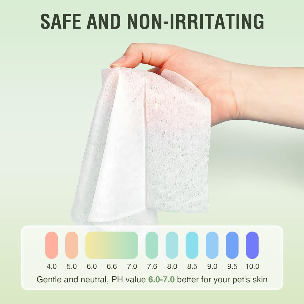 Pet Wipes -Cleaning and Grooming for All Pets, Alcohol-Free Portable Pack, Gentle for Face, Body, Paws and Butt-Thick Nonwoven Fabric-80 Count
