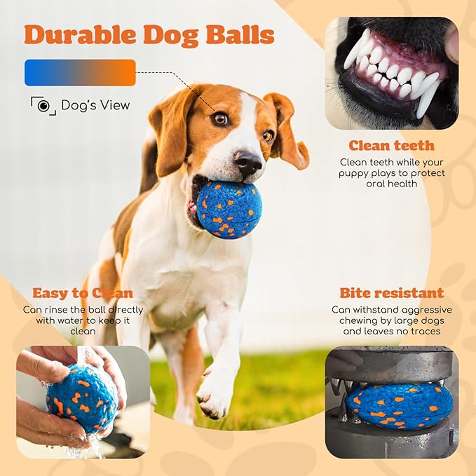 Nobleza Dog Ball Toy Tennis Bouncying Training Balls， Aggressive Chewer Teething Durable Floating Dog Tennis Balls， Interactive Pet Popcorn Ball for Medium Small Pet Puppy， 8 PCS