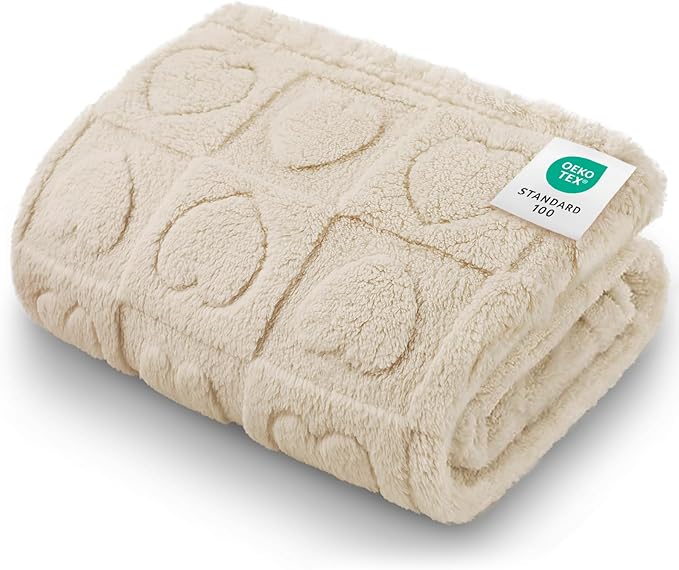 Luciphia Small Dog Blanket Washable Pet Bed Cover Soft Fluffy Puppy Blanket with Premium Fleece 300GSM Cozy Calming Cat Blankets for Indoor Cats Beige 30x20 inch