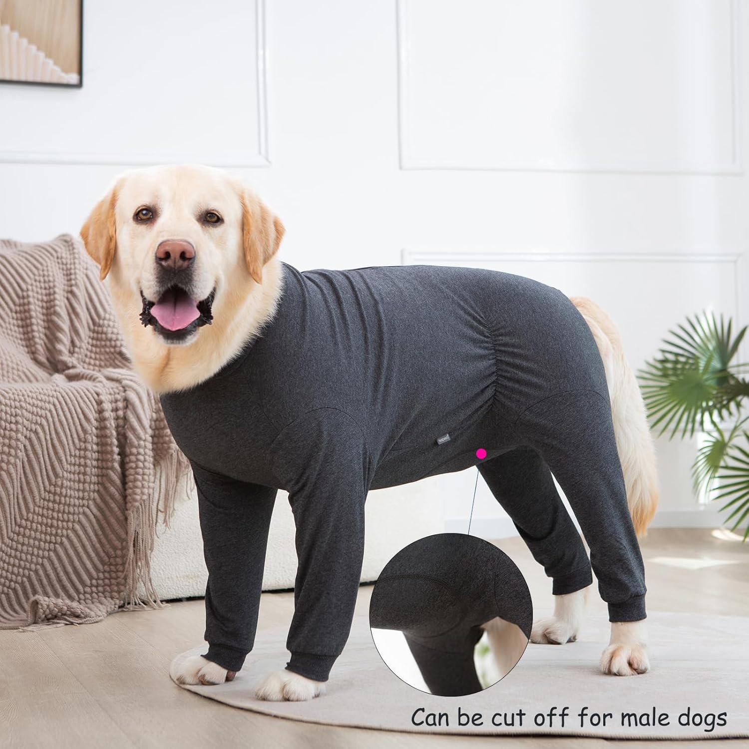 Yeapeeto Dog Onesie Surgery Recovery Suit for Large Medium Bodysuit Dogs Pajamas PJS Full Body for Shedding, Prevent Licking, Wound Protection, Cone Alternative(7XL,Dark Grey)