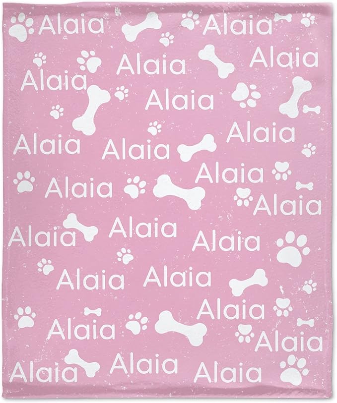 Personalized Dog Blankets Dog Paw Print Blanket Puppy Blanket - Custom Dog Blanket with Pets Name Cute Paw Print Pet Throw Puppy Fluffy Blankets S 50"x40" for Medium Dog