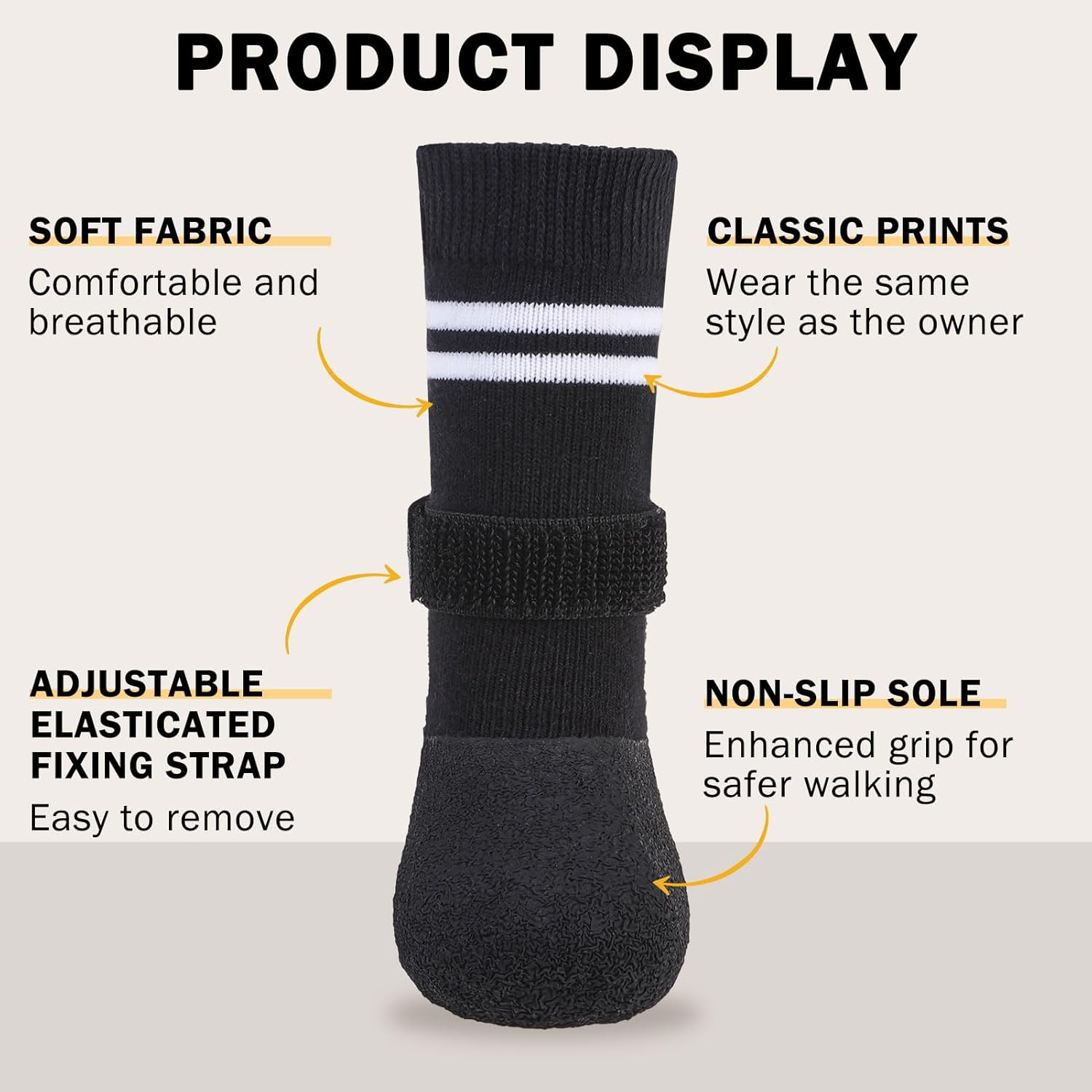 SCENEREAL Anti Slip Dog Boots & Paw Protectors for Hardwood Floor, Extended Dog Socks to Prevent Licking Paws, Waterproof Pet Snow Rain Shoe for Winter Large Senior Dogs, Black L