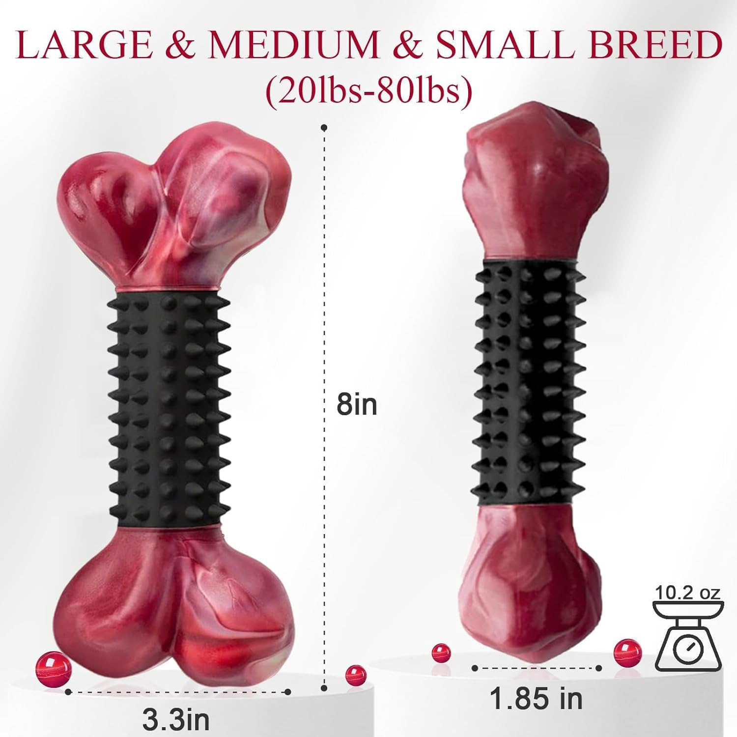 Apasiri Tough Dog Toys for Aggressive Chewers Large Breed, Dog Chew Bone with Bacon Flavor, Nylon & Rubber Chew Toy for Medium Large Dogs