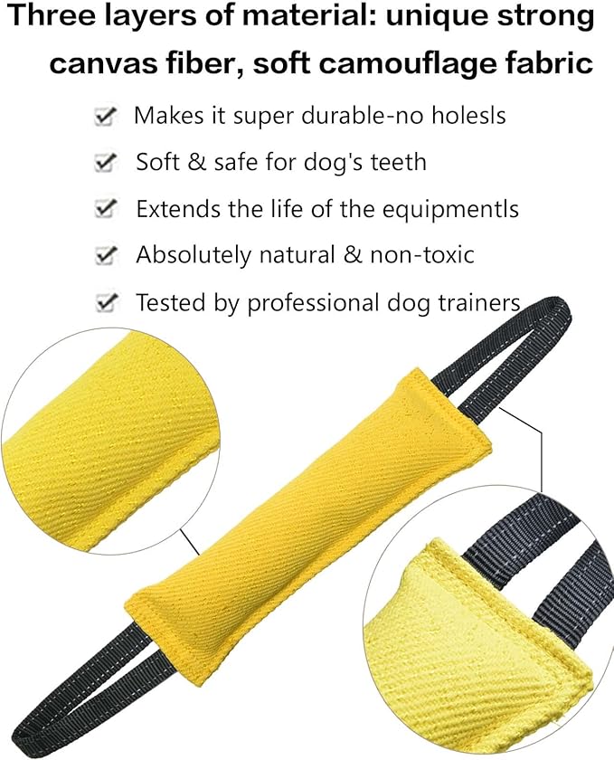 Clysoru Dog Tug Toy Double Pack Tough Jute Bite Pillow Training Equipment Puppy to Large Dogs Interactive