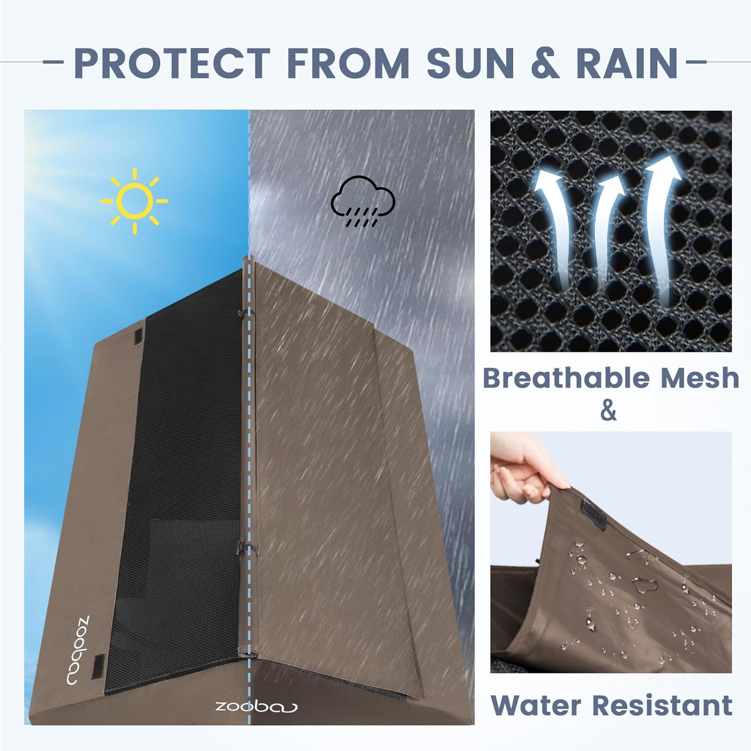 42" 2-in-1 Dog House for Medium Dogs, Elevted Dog House Outdoor/Indoor, Puppy Shelter Outside,Water Resistant 600D PVC and Durable 2x1 Textilene Raised Dog Bed(Brown)