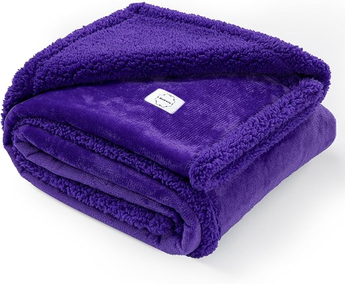 Waterproof Purple Dog Blanket for Couches Beds Covers Reversible Calming Pet Blankets for Large Dogs Puppy Cats Leakproof Sofa Couch Washable Cover Cat Fluffy Fleece Pet Cover for Warm-XL-85x57in