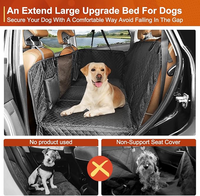 Vailge Dog Car Seat Cover, Dog Hammock for Car Backseat, Non Inflatable seat Cover for Back seat,Hard Bottom Back Seat Protector for Cars,Trucs & SUVs