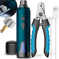 Dog Nail Trimmers and Dog Nail Clippers Kit, Whisper Quiet Electric Grinder with Light, for Small, Medium, Large Dogs, Cats Toenail Grooming, 3 Speeds
