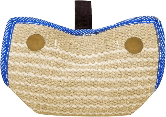 PET Artist Jute/Linen Bite Wedge Bite Pillow 2 Handle with 1 Loop Tug Toy 14"(36cm) 8"(20cm) Training Toy for Medium to Large Dogs Ideal for German Shepherd/American Bully/Pitbulls/Rottweilers