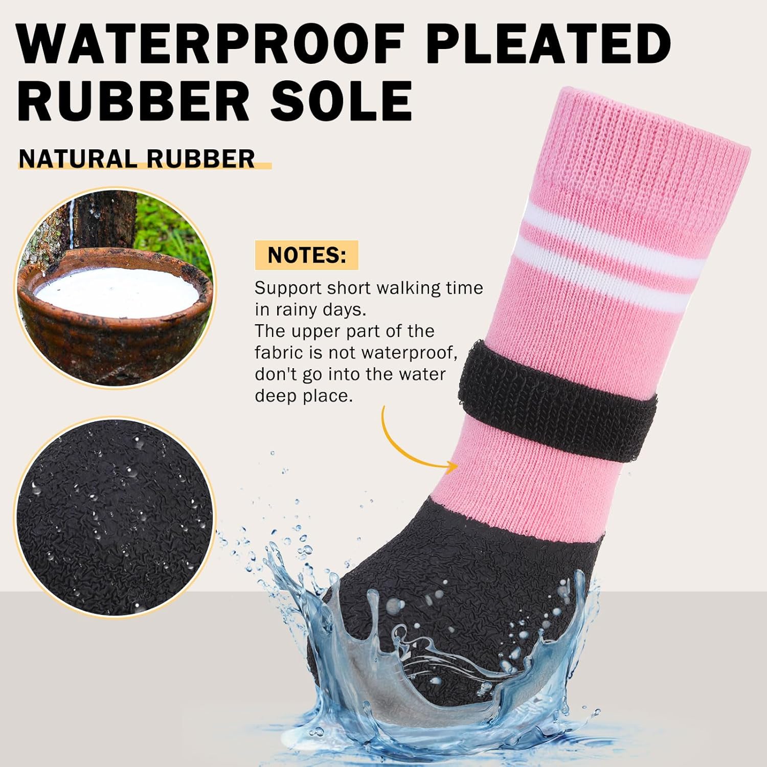 SCENEREAL Anti Slip Dog Boots & Paw Protectors for Hardwood Floor, Extended Dog Socks to Prevent Licking Paws, Waterproof Pet Snow Rain Shoe for Winter Medium Senior Dogs, Pink M