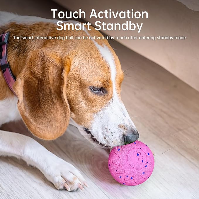 Interactive Dog Toys Dog Ball, Durable Motion Pet Toys for/Small/Medium/Large Dogs, Christmas Birthday Gifts, Automatic Moving, Bouncing and Rotating, E-TPU Material, IP54 Waterproof (Pink)