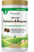 NaturVet Advanced Probiotics & Enzymes, PB6 Dog Soft Chews to Help Sensitive Stomachs and Digestive Issues, Hickory Smoked Bacon Flavored Pet Supplement for Dogs Over 6 Weeks, 240 Count Jar
