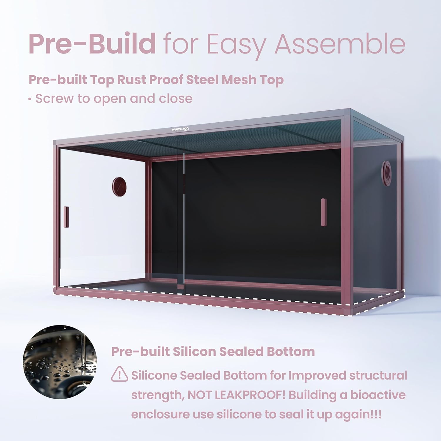 120 Gallon Reptile Terrarium, 48" x 24" x 24" Reptile Enclosure with Sliding Door Top Screen Ventilation,Blue Tongue Skink Tank for Easy Maintenance