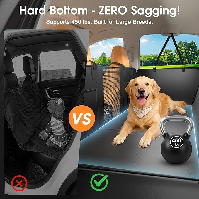 Dog Car Seat Cover for Back Seat, 52"x65" Waterproof Hard-Bottom Hammock with Side Flaps, Heavy-Duty 450lbs, Non-Slip & Scratch-Proof PU Leather Protector for SUV, Truck & Sedan Green