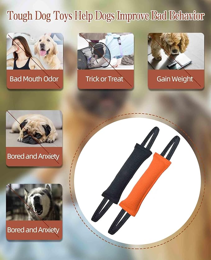 Clysoru Dog Tug Toy Double Pack Tough Jute Bite Pillow Training Equipment Puppy to Large Dogs Interactive