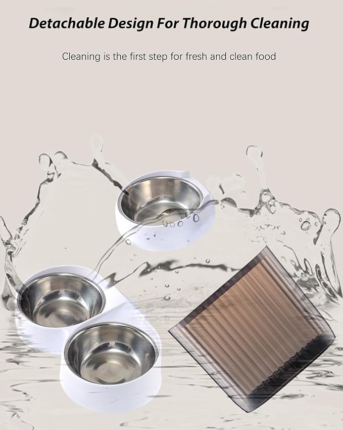 Automatic Cat Feeder, Camera Auto 2 Cats Dispenser 5L Microchip WiFi 2.4G&5G Timed Dual Pet Smart APP Dry Food Self Feeding Container Station (White)