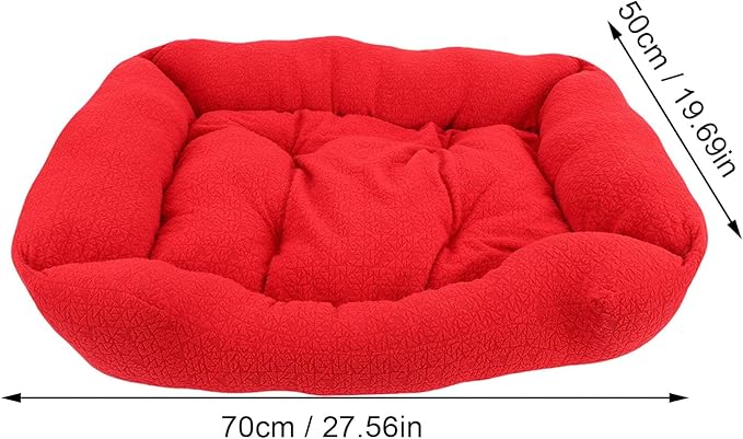 Pssopp Dog Bed, Removable and Washable Warming Fluffy Plush Puppy Mat for Small Dogs Cats Winter Indoor Use (Red) (Red)