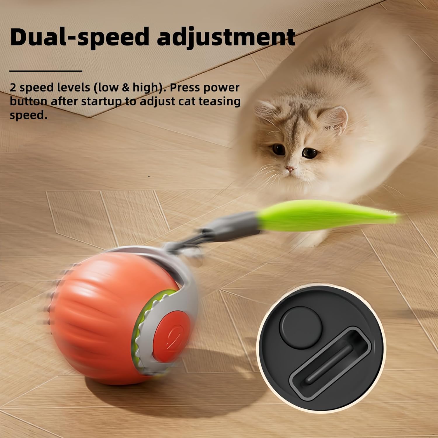 Upgraded ‘Racing Tail 5.0 ’Indoor Cat Interactive Toy: Sensor Cat Teasing Ball, Pet Electronic Chasing and Exercise Toy, Specially Designed for Bored Cats, Two Modes & One-Click Switching (2 pcs)
