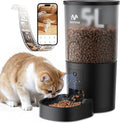 IMIPAW 5L Automatic Cat Feeder with Camera, 1080P HD AI Pet Recognition Recording, 5G WiFi APP Remote Control, Timed Programmable Food Dispenser, Two-Way Audio, Night Vision Function with Desiccant