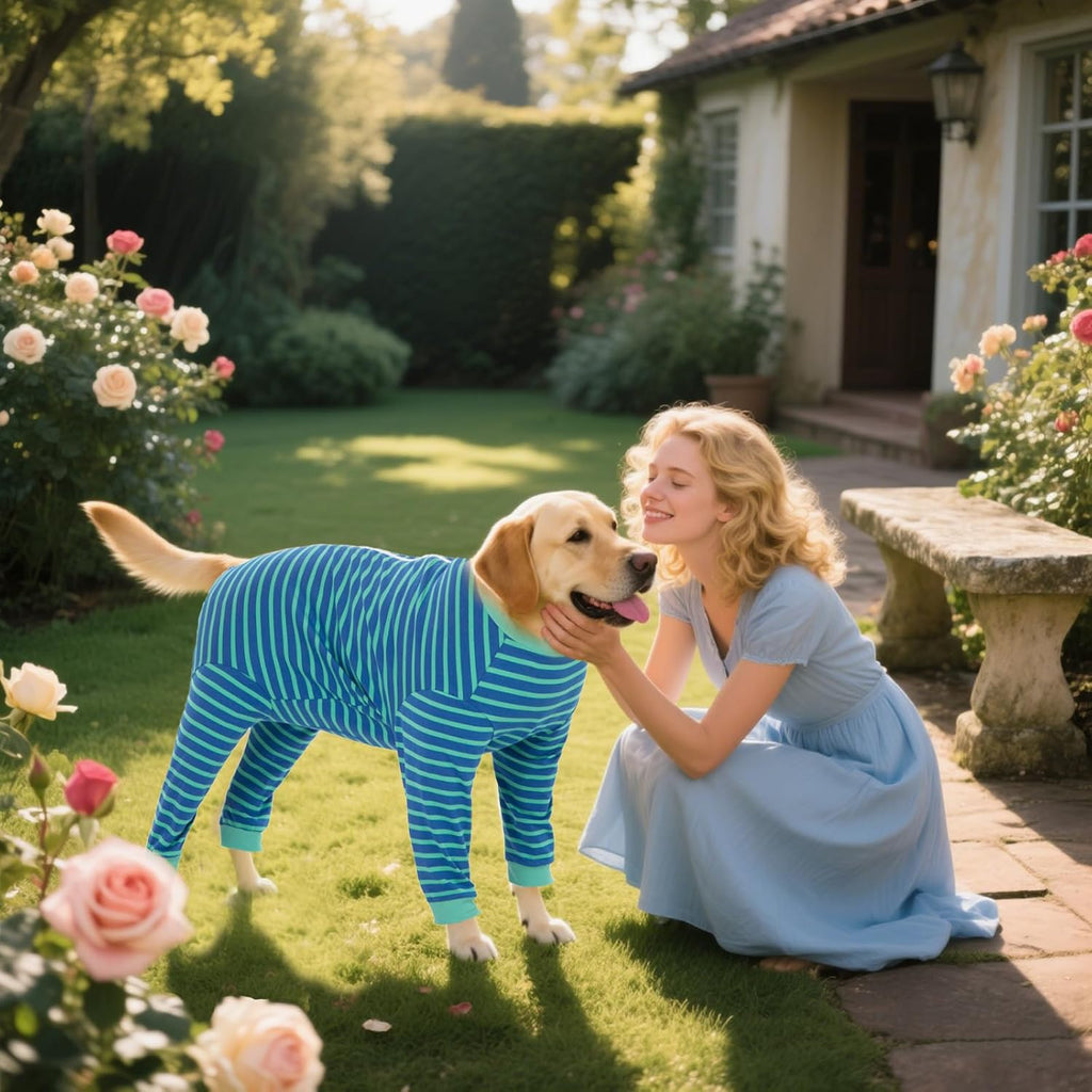 Yeapeeto Dog Onesie Surgery Recovery Suit for Large Medium Bodysuit Dogs Pajamas PJS Full Body for Shedding, Prevent Licking, Wound Protection, Cone Alternative… (Blue Green, X-Large)