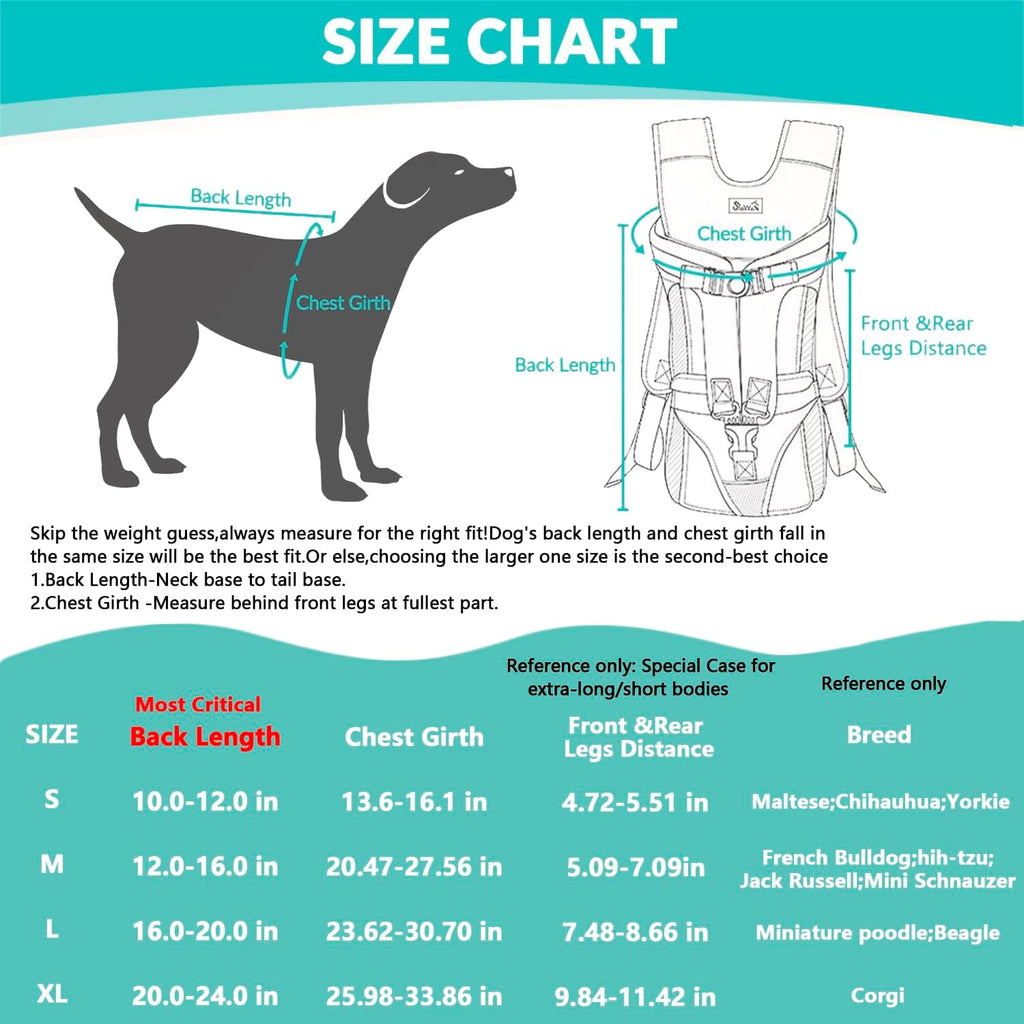 Lukovee Dog Backpack Carrier, Legs Out Easy-fit Dog Front Carrier for Small Medium Dogs, Adjustable Hands Free Dog Chest Carrier for Hiking Cycling (Green,Small)