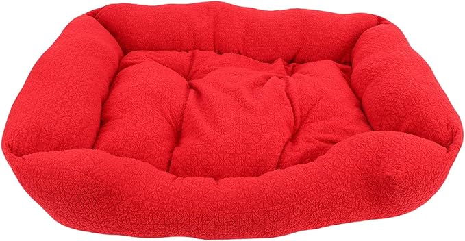 Pssopp Dog Bed, Removable and Washable Warming Fluffy Plush Puppy Mat for Small Dogs Cats Winter Indoor Use (Red) (Red)