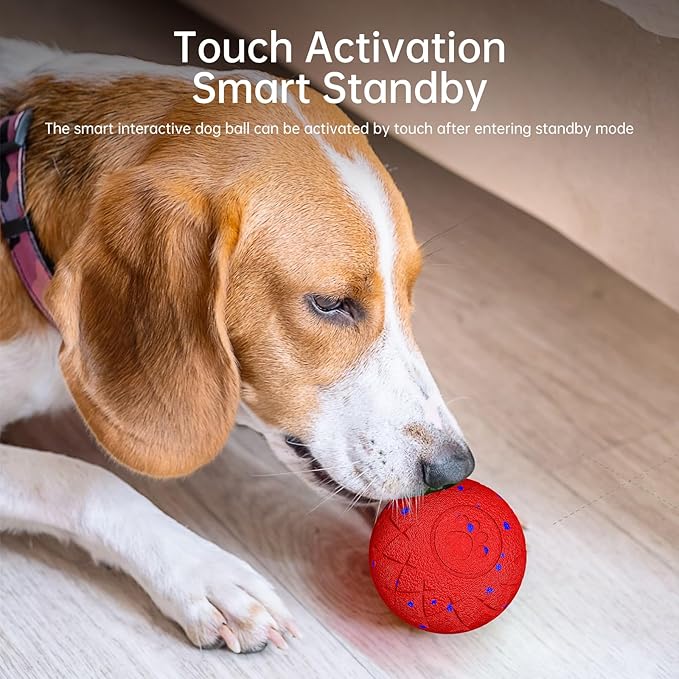Interactive Dog Toys Dog Ball, Durable Motion Pet Toys for/Small/Medium/Large Dogs, Christmas Birthday Gifts, Automatic Moving, Bouncing and Rotating, E-TPU Material, IP54 Waterproof (Red)