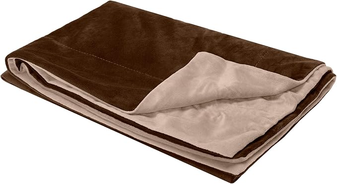 Furhaven Waterproof Throw Blanket for Dogs & Indoor Cats, Washable - Two-Tone Luxe Velvet Dog Blanket - Brownstone, Medium