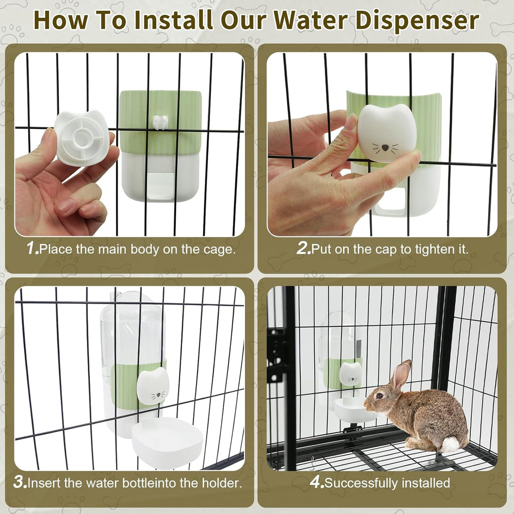 Rabbit Water Bottle, 800ml/28oz Hanging Automatic Water Dispenser for Cage, Ferret Bunny Guinea Pig Water Bowl,Suitable for Small Animal (Green, 800 ml/28 oz)