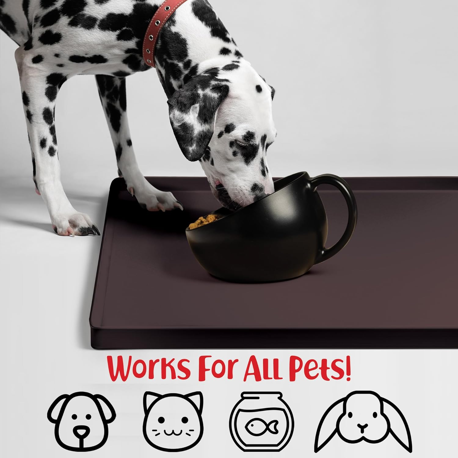 DogBuddy Dog Food Mat – Waterproof Dog Bowl Mat for Food and Water, Silicone Pet Feeding Mats for Floors, Non-Slip Placemat with High Edges for Dogs Bowls, Puppy Essentials (XL: 28" x 18", Coffee)