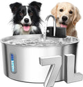 Dog Water Fountain Stainless Steel: 7L/236oz Cordless Large Dog Water Bowl Dispenser Automatic Cat Pet Water Fountain Indoor with Deeper Drinking Area, Multi-Pet Water Fountain with Ultra-Quiet Pump
