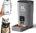 PAPIFEED Automatic Cat Feeder Upgrade, WiFi Pet Feeder with APP Control for Remote Feeding, Detachable for Easy Clean, Dual Power Supply,1-10 Meals Per Day for Multiple Pets(Gray)