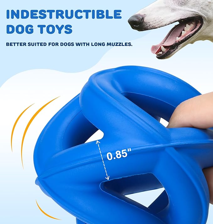 Indestructible Dog Toys,Dog Toys for Aggressive Chewers -Durable & Non-Toxic Natural Rubber,Dog Chew Toys,Dishwasher Safe, Interactive Dog Chew Toys for Small Medium Large Breed Dogs,Navy