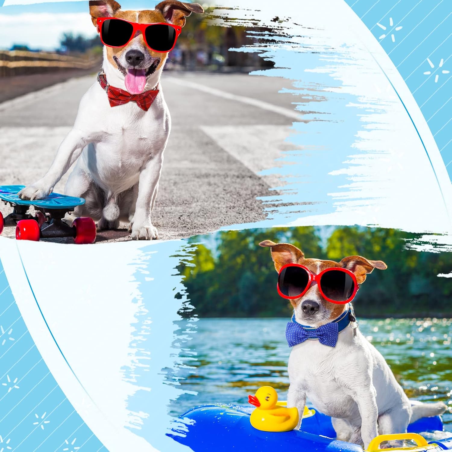 16 Pieces Dog Bow Ties Slide Hawaiian Styles Dog Collar Attachment Bows with Rubber Bands Dog Bow Ties for Large Dogs Spring Summer Grooming Independence Day(Classic Style)