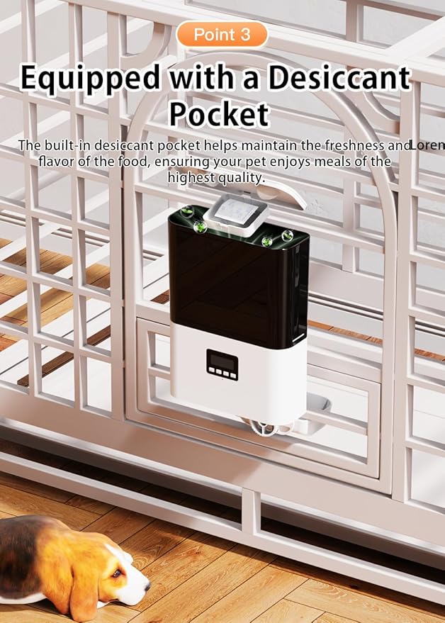 Automatic Pet Feeder for Cats and Small Dogs, Cage-Mounted Smart Food Dispenser, 2.5L Capacity, Timed & Portion Control Feeding, Dual Power Supply (Plug-in & Battery-C), Easy to Clean