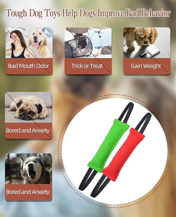 Clysoru Dog Tug Toy Double Pack Tough Jute Bite Pillow Training Equipment Puppy to Large Dogs Interactive