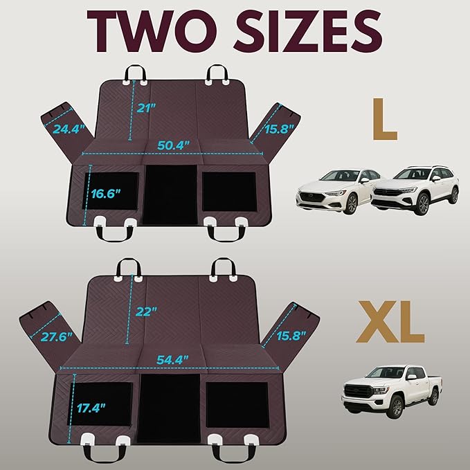 – Back Seat Pet Cover for Dogs, Premium Dog Hammock for Car with Hard Bottom | Universal Car Seat Protector, Waterproof & Washable | Dog Car Seat Cover for Large (Brown)